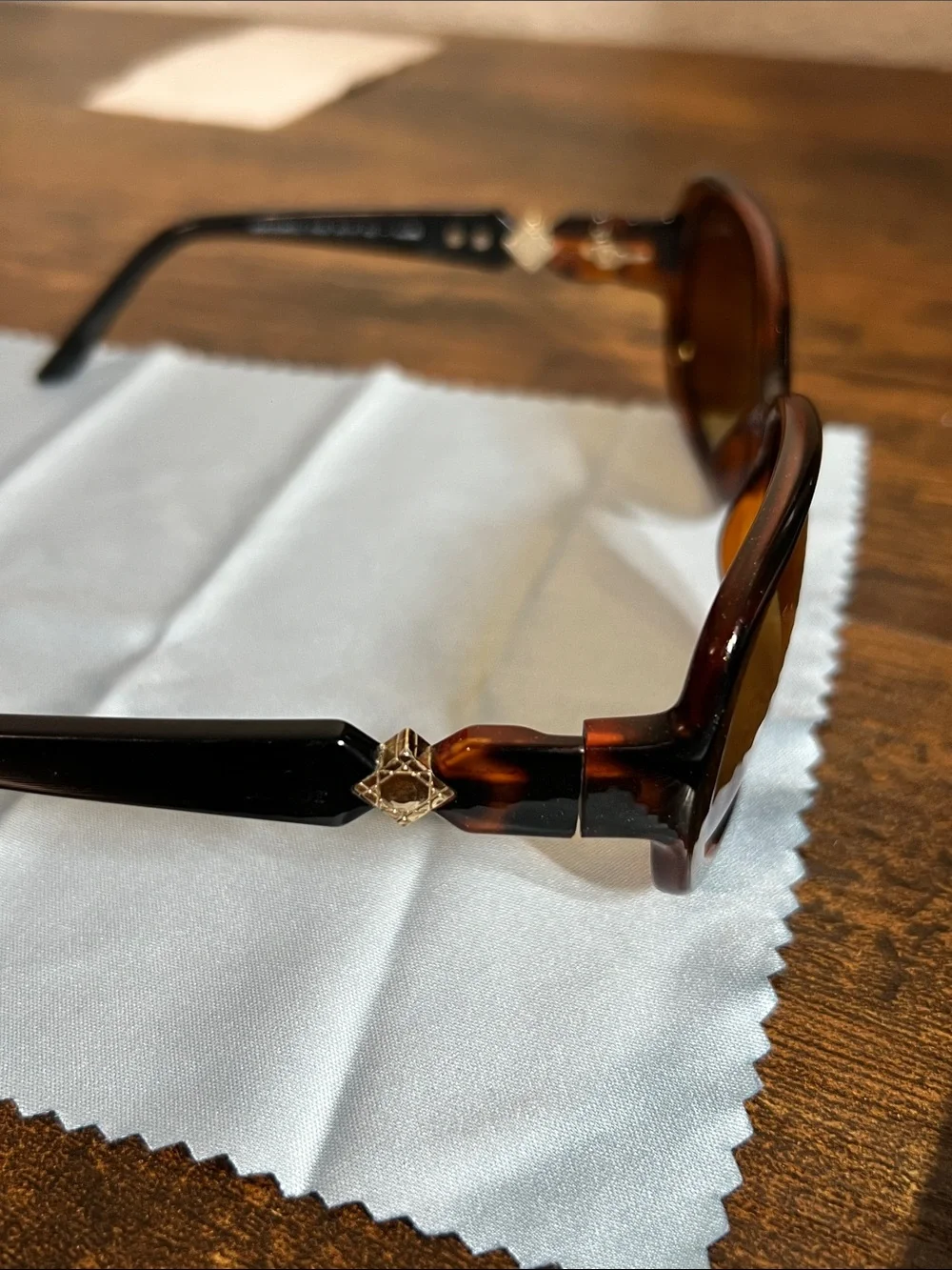 Dior Tortoiseshell and Black Sunglasses with Gold Accent